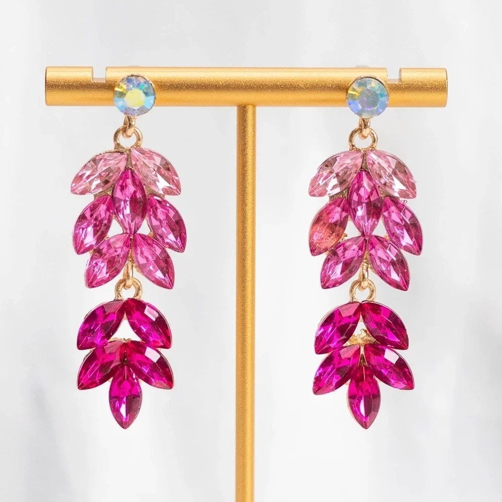 ✨Zara Ayla Pink Crystal Drop Earrings